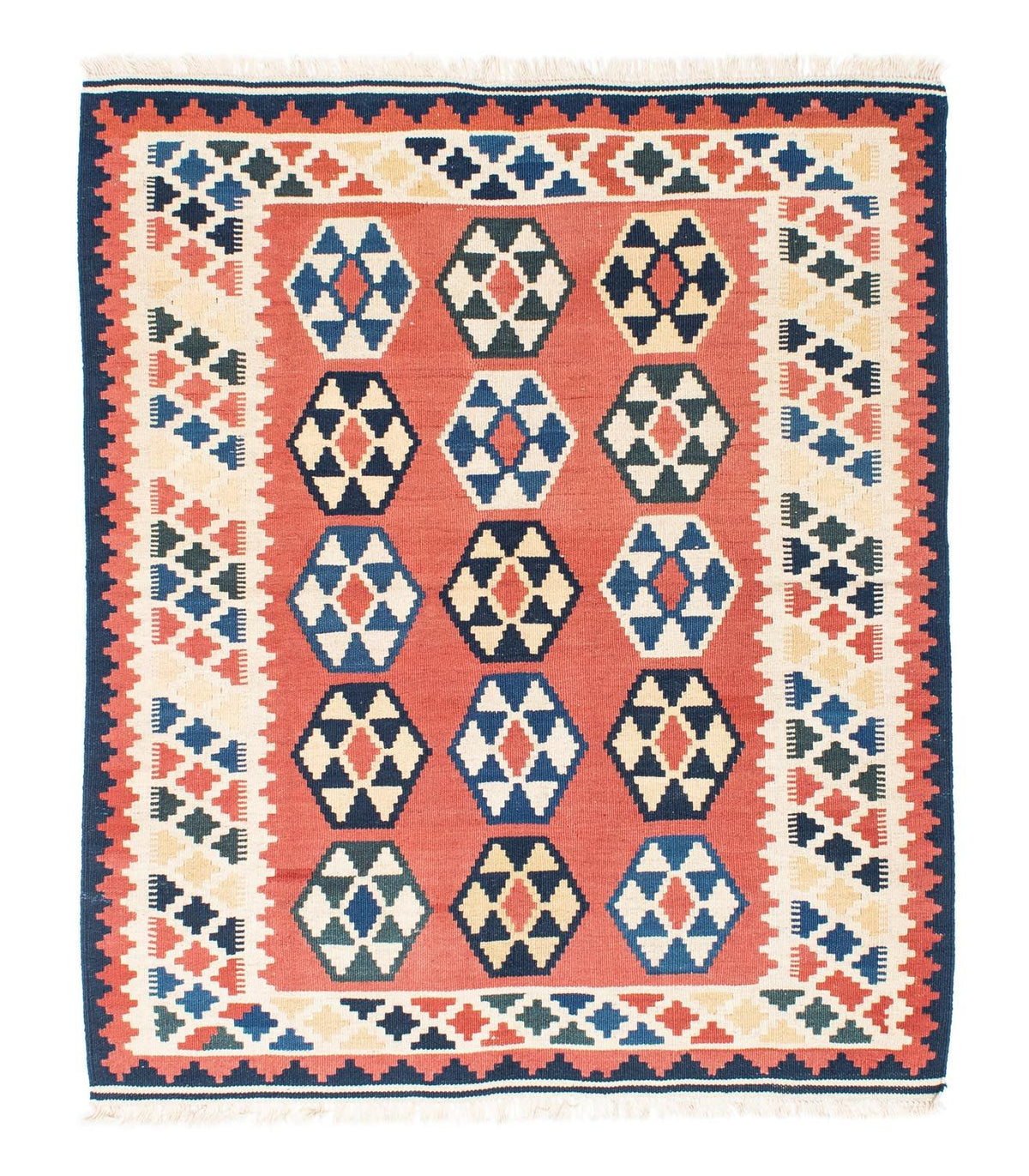 Kelim Rug - Oriental square  - 148 x 121 cm - rust