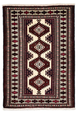 Turkaman Rug - 135 x 90 cm - dark red