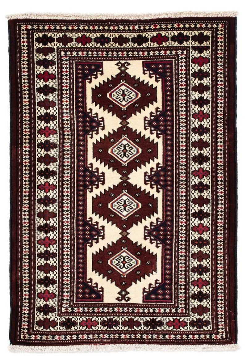 Turkaman Rug - 135 x 90 cm - dark red