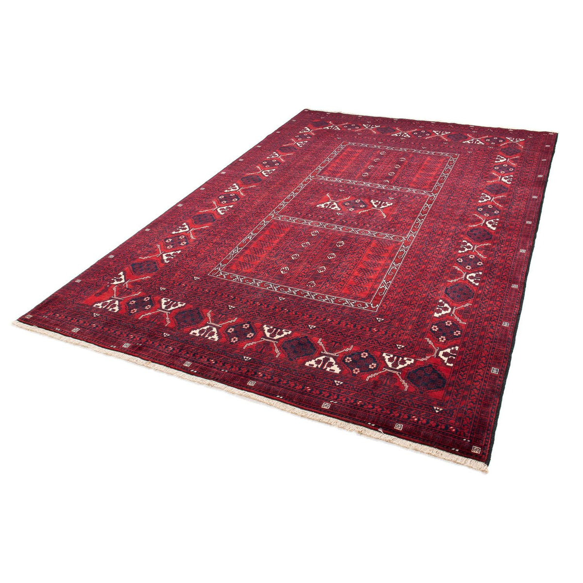 Turkaman Rug - 240 x 157 cm - dark red