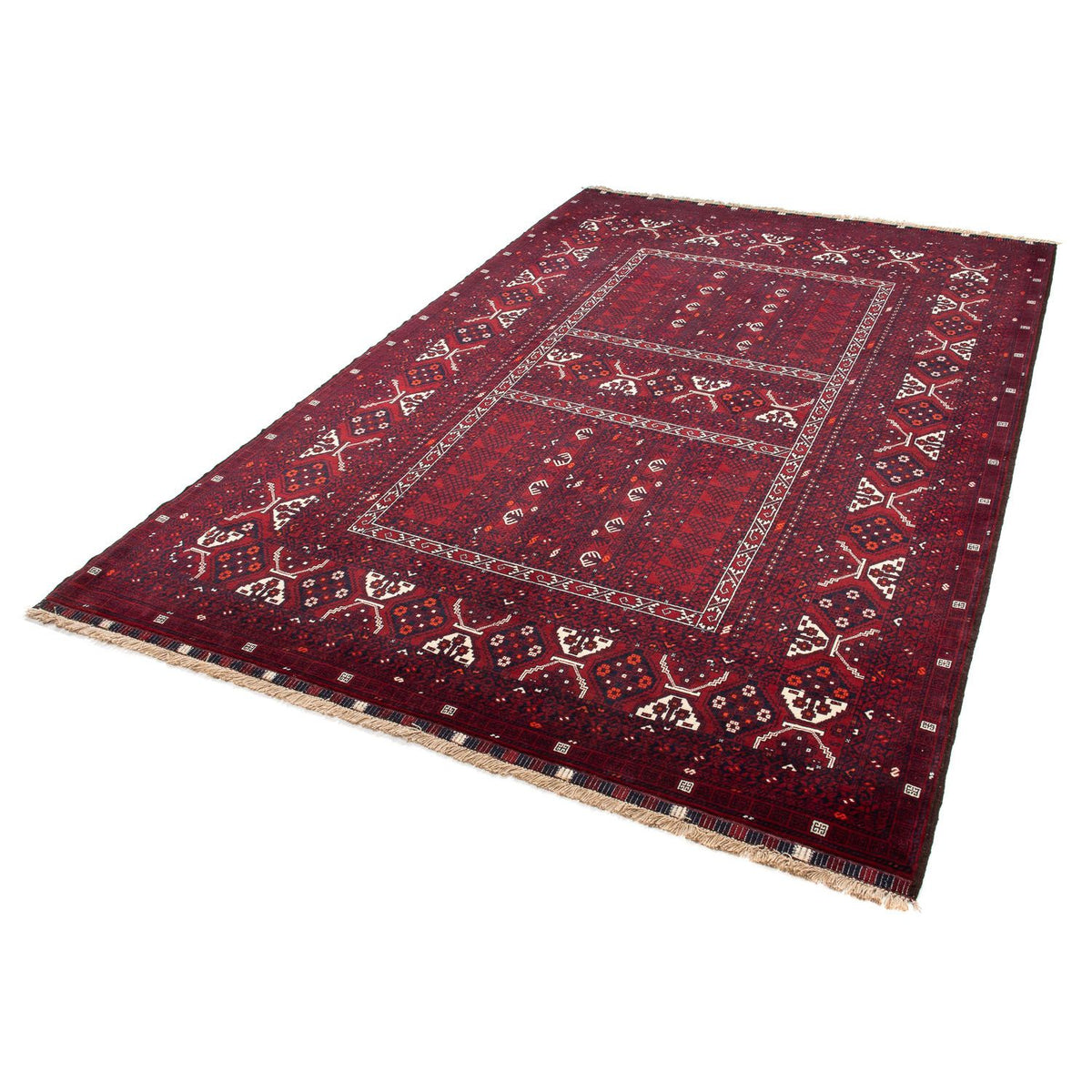 Turkaman Rug - 243 x 164 cm - dark red