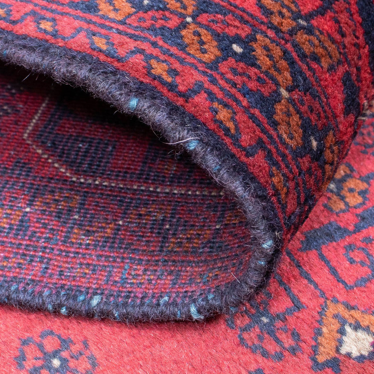 Runner Afghan Rug - Kunduz - 298 x 83 cm - dark red