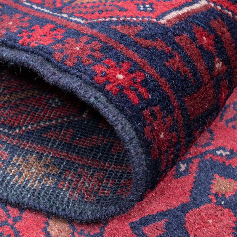 Runner Afghan Rug - Kunduz - 287 x 84 cm - dark red