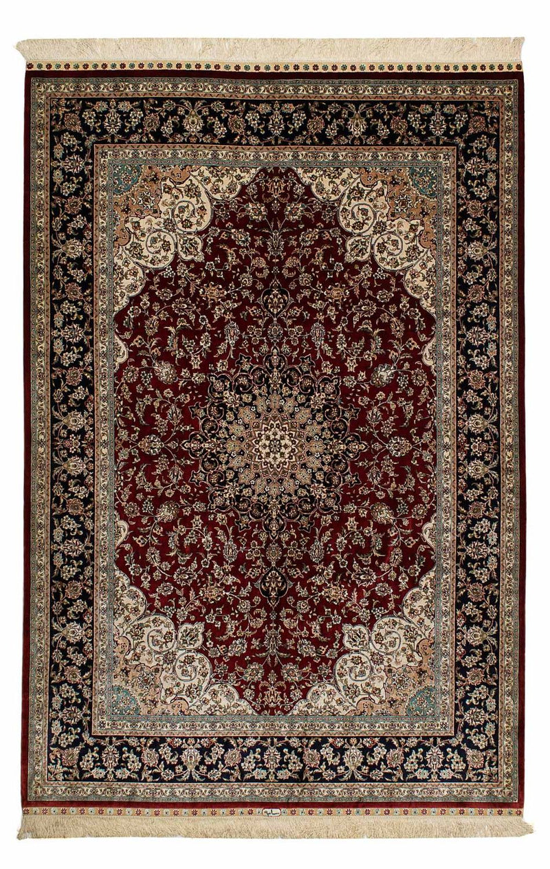Silk Rug - Chinese Silk - 198 x 137 cm - dark red