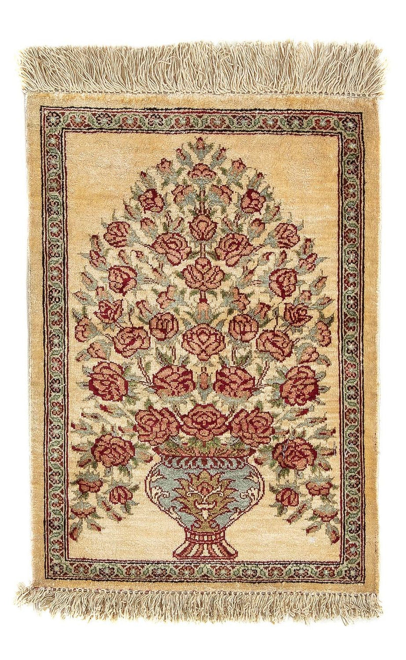 Silk Rug - Ghom Silk - Premium - 41 x 31 cm - beige