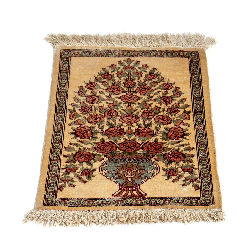 Silk Rug - Ghom Silk - Premium - 41 x 31 cm - beige