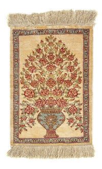 Silk Rug - Ghom Silk - Premium - 42 x 31 cm - beige