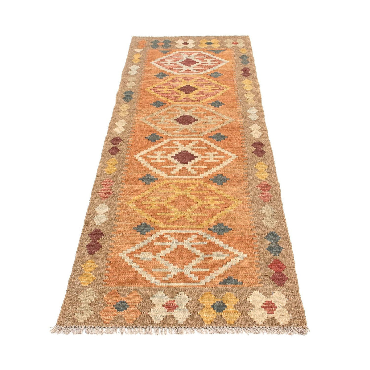 Runner Kelim Rug - Splash - 200 x 62 cm - brown