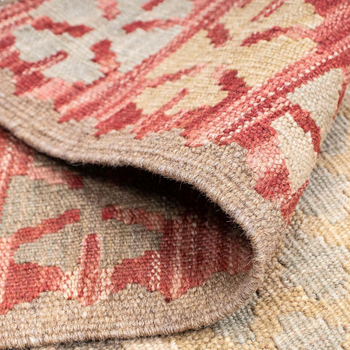 Runner Kelim Rug - Splash - 207 x 66 cm - light red