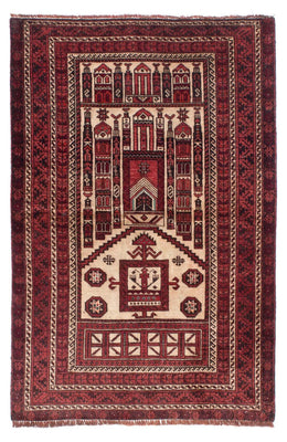 Belutsch Rug - 138 x 89 cm - dark red