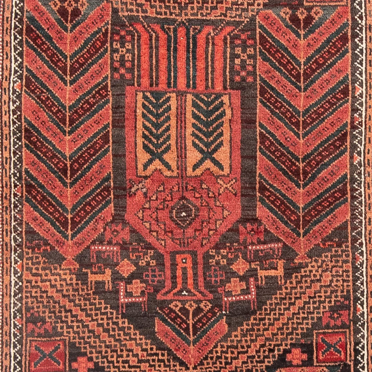 Runner Belutsch Rug - 205 x 100 cm - light red