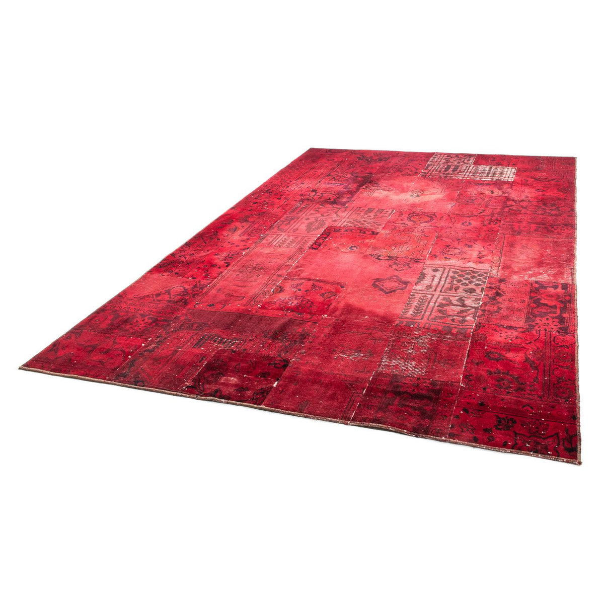 Patchwork Rug - 293 x 194 cm - dark red