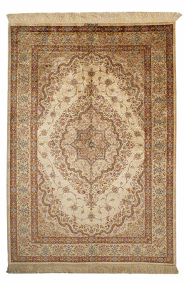 Silk Rug - Ghom Silk - Premium - 188 x 130 cm - beige