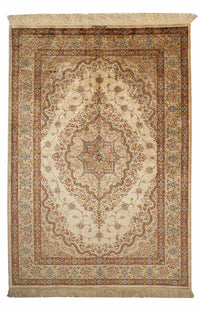 Silk Rug - Ghom Silk - Premium - 188 x 130 cm - beige