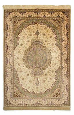 Silk Rug - Ghom Silk - Premium - 197 x 131 cm - beige