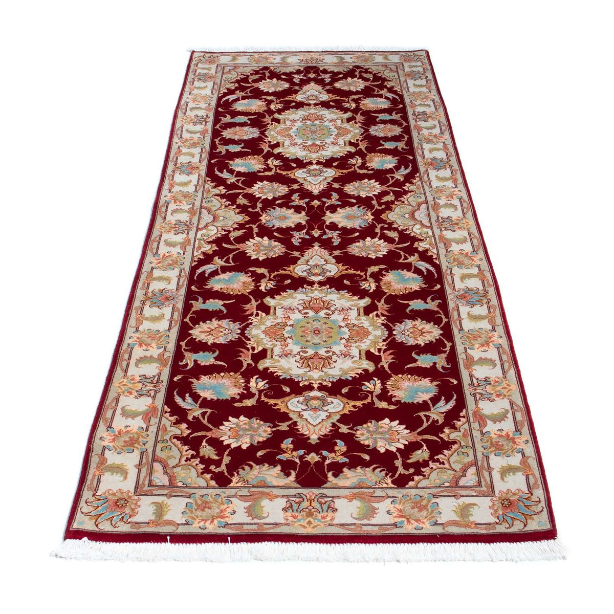 Runner Perser Rug - Tabriz - 206 x 78 cm - dark red
