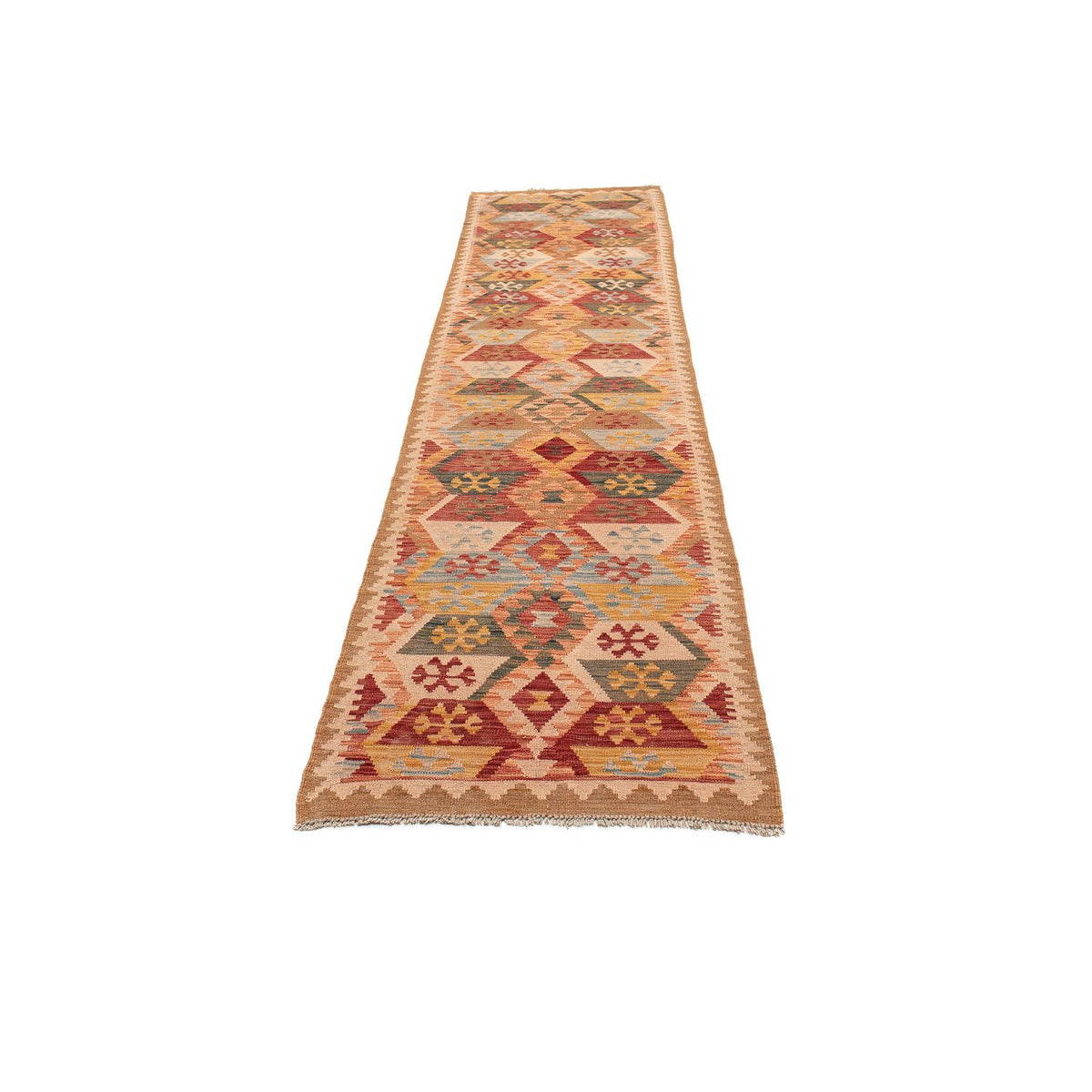 Runner Kelim Rug - Splash - 390 x 76 cm - light red