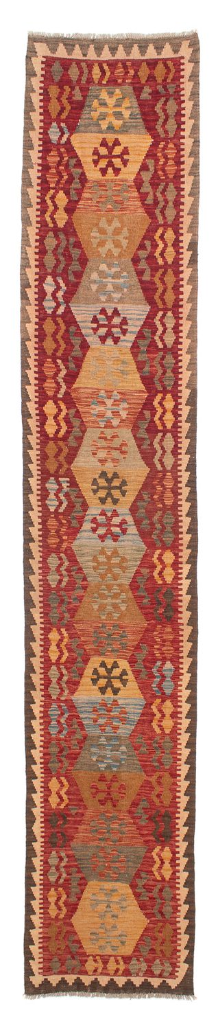 Runner Kelim Rug - Splash - 389 x 76 cm - red
