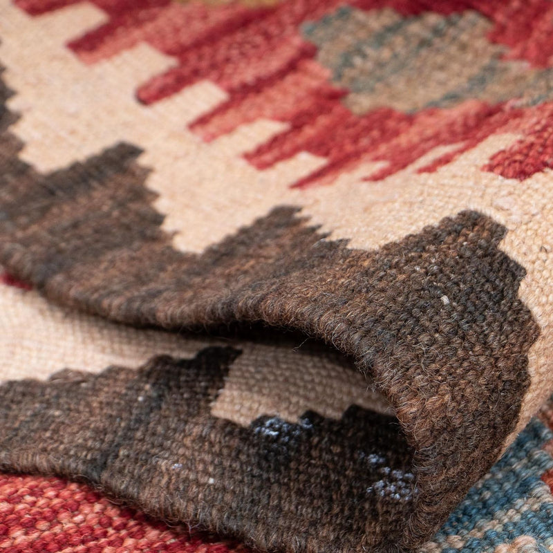 Runner Kelim Rug - Splash - 389 x 76 cm - red