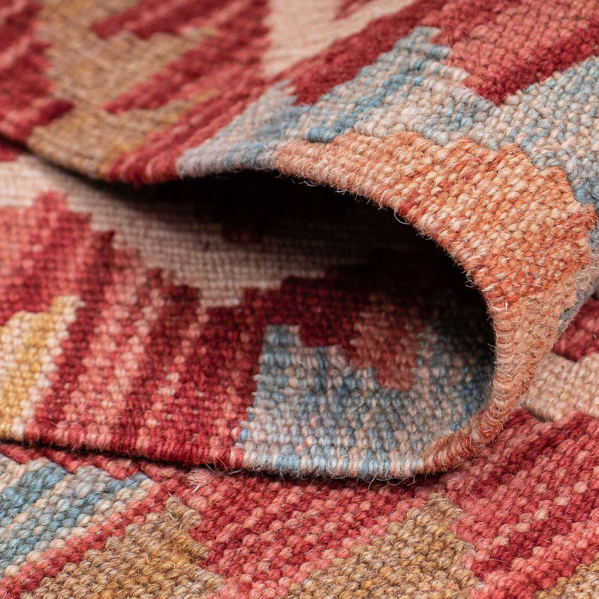 Runner Kelim Rug - Splash - 384 x 75 cm - red