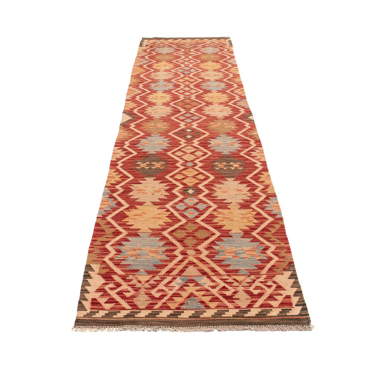 Runner Kelim Rug - Splash - 384 x 75 cm - red