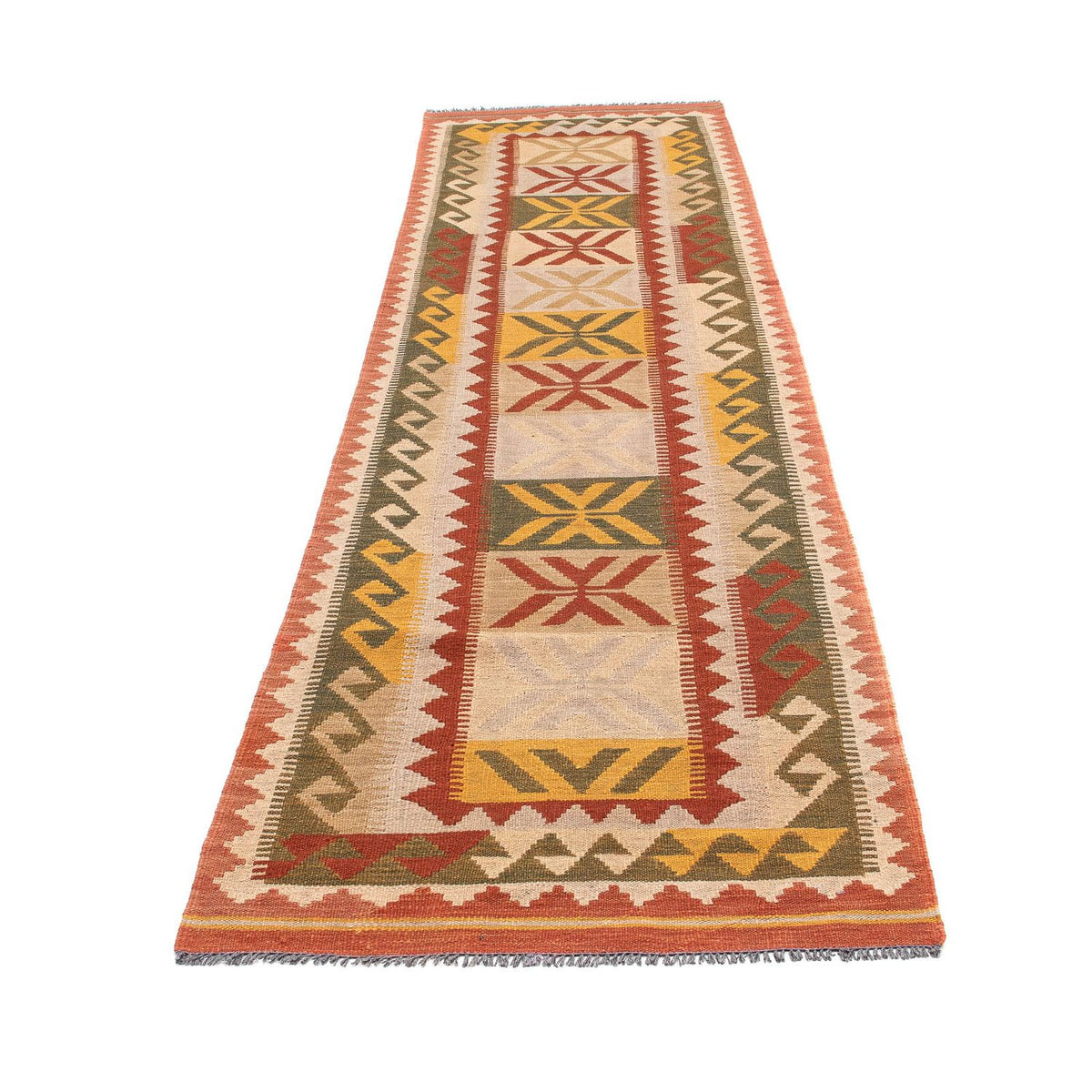 Runner Kelim Rug - Splash - 306 x 82 cm - light red