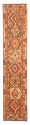 Runner Kelim Rug - Splash - 407 x 91 cm - light red