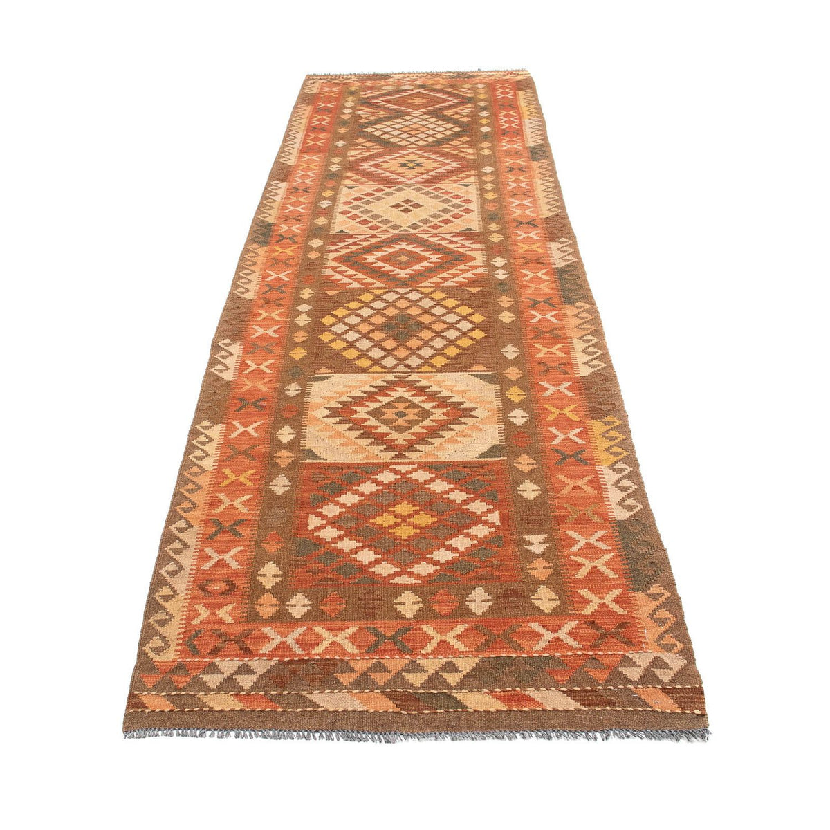 Runner Kelim Rug - Splash - 407 x 91 cm - light red