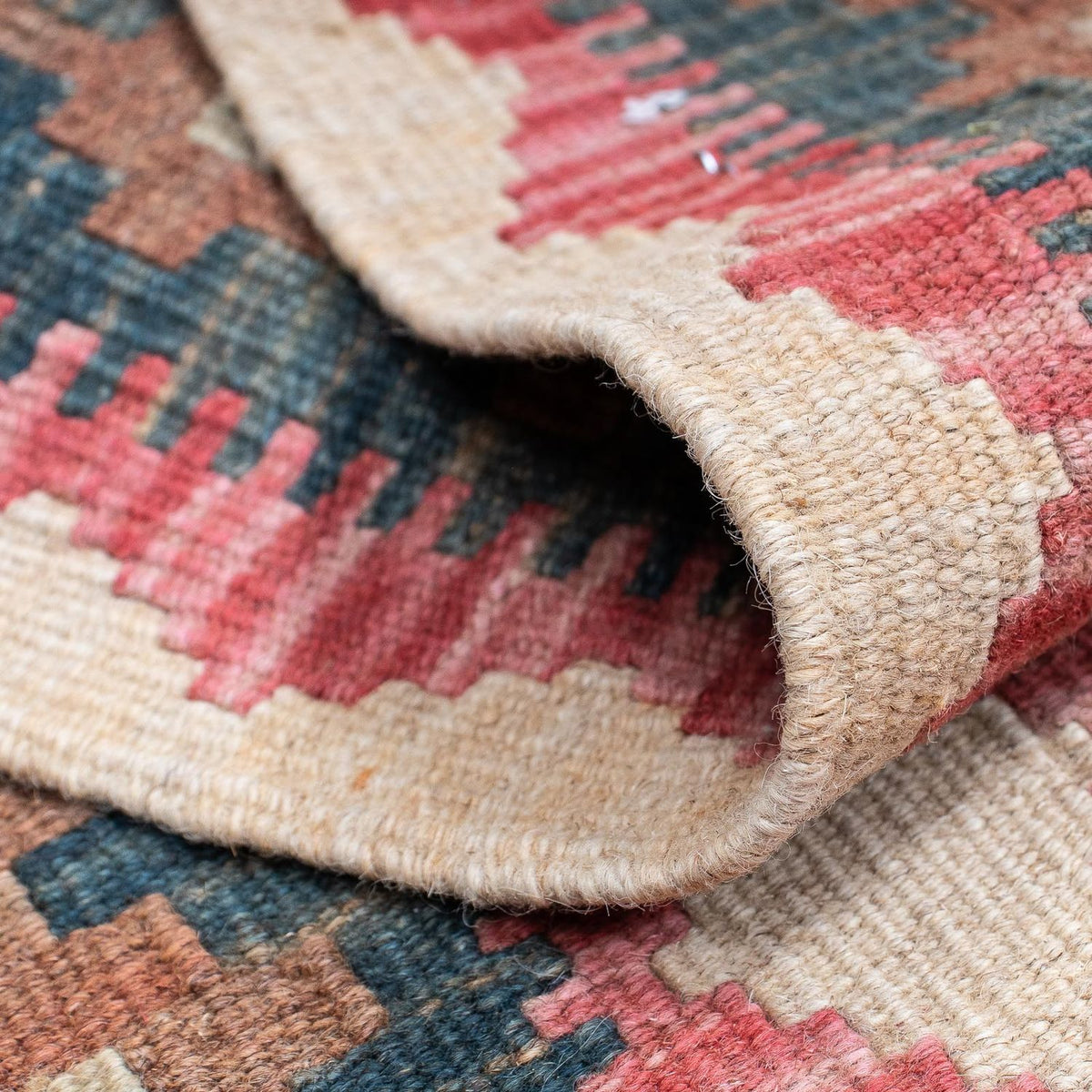 Runner Kelim Rug - Splash - 203 x 60 cm - light red