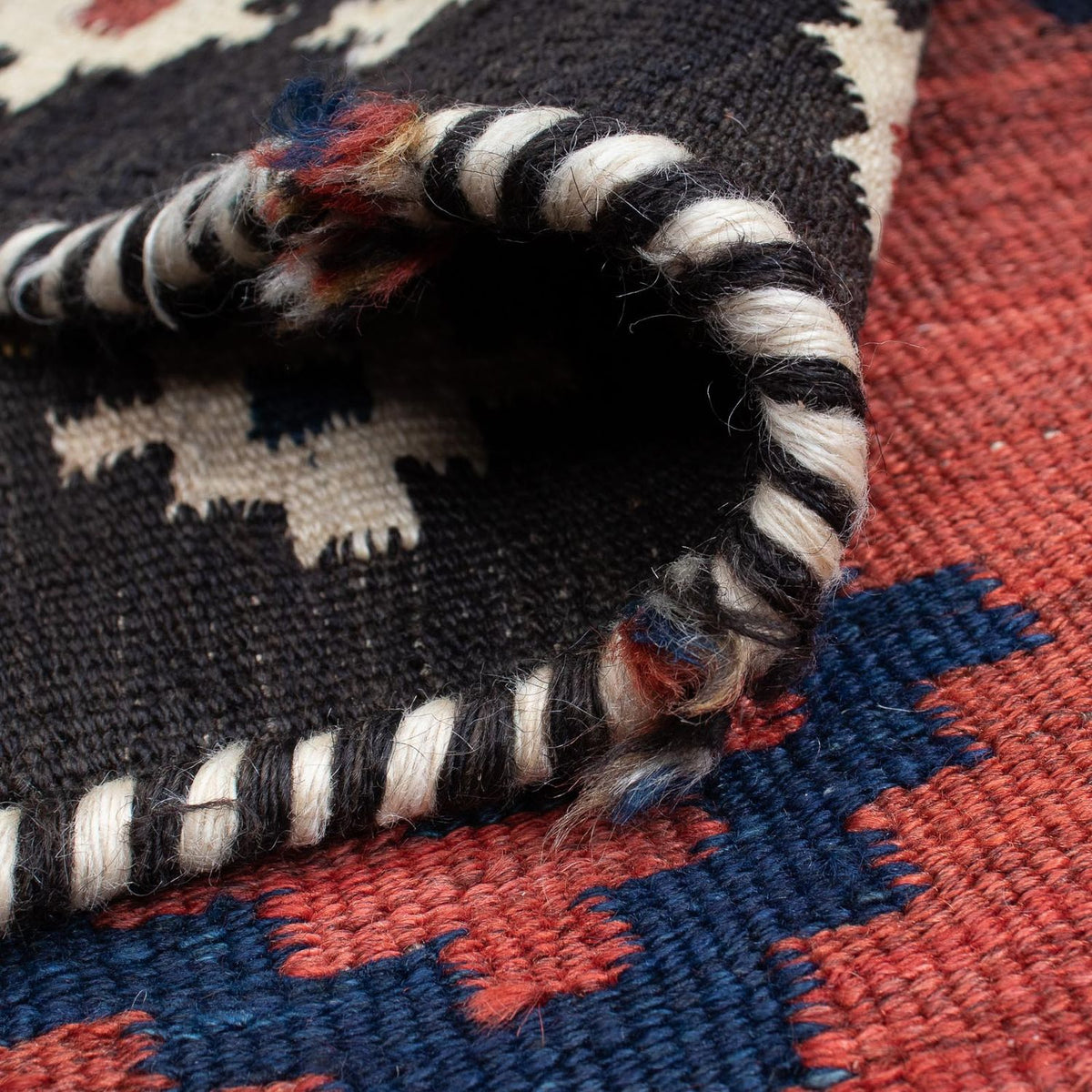 Kelim Rug - Oriental square  - 144 x 132 cm - dark red