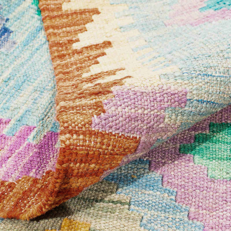 Kelim Rug - Splash - 180 x 136 cm - light blue