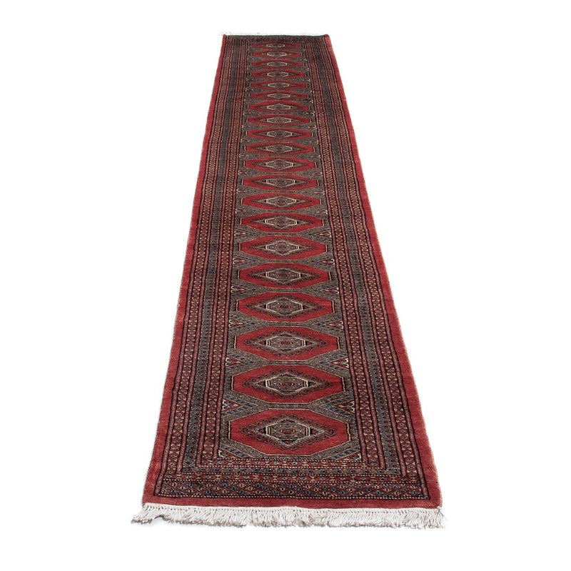 Runner Afghan Rug - Bukhara - 400 x 63 cm - dark red