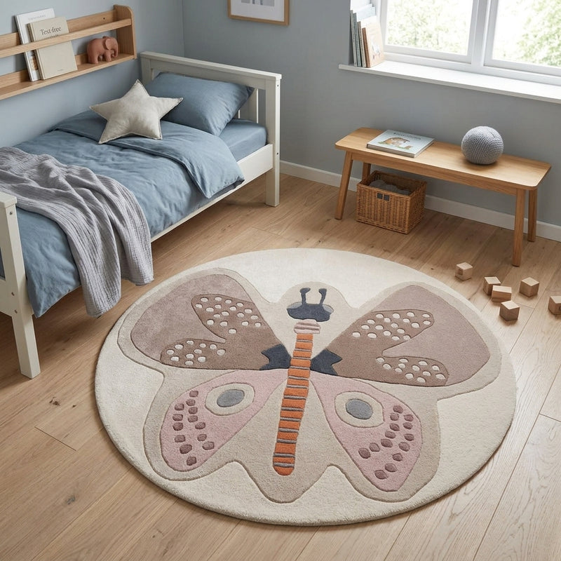 Butterfly Kids Rug Round
